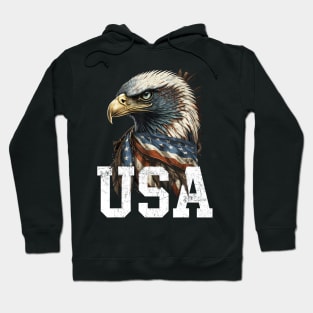 Patriotic Bald Eagle 4th Of July Men USA American Flag Hoodie